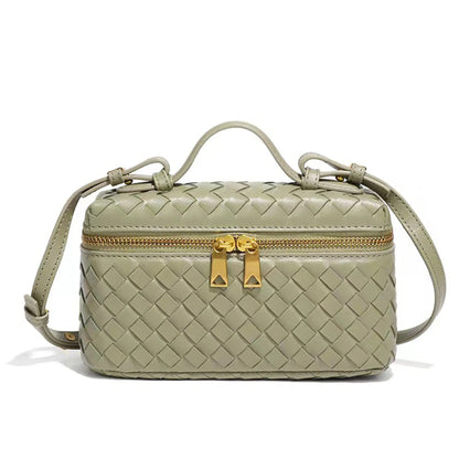 Women Woven Lunch Box Bag | Shoulder Bag | Crossbody Bag | Box bag Light Green