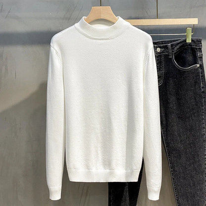 Men Plain Half Turtleneck | Long Sleeve Turtleneck | Winter Casual Sweater Pullover White