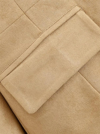 Women Suede Fur Collar Coat | Long Sleeve | V-Neck | Warm | Slim Fit Jacket | Winter | Party | Streetwear