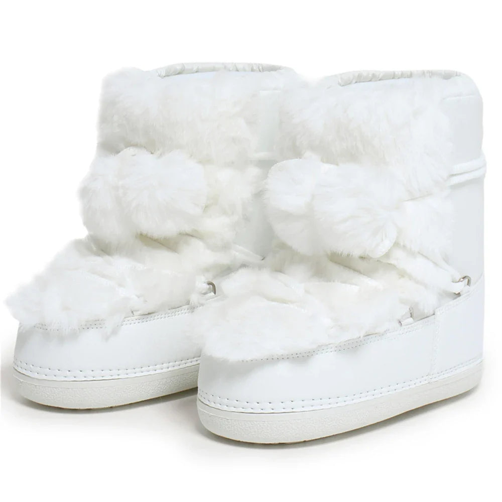 Women Warm Fur Ankle Snow Boots | Ski Boots | Winter Boots white