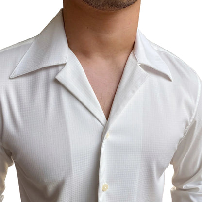 Men Summer Wrinkle Resistant Shirt | Cuban Collar Shirt | Business Shirt | Tuxedo Shirt