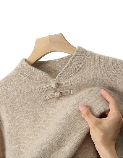 Men Pure Merino Wool Sweater | Long Sleeves | Stand-Up Collar | Pullover | Warm | Mock Neck Sweater