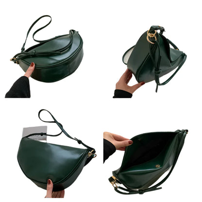 Women Large Capacity Leather Saddle Crossbody Bag