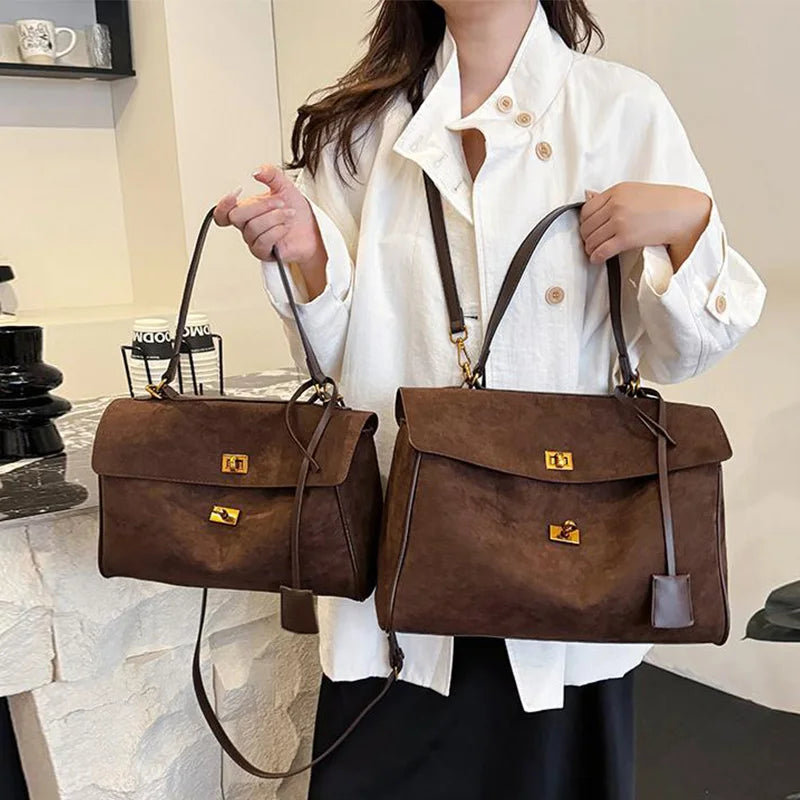 Women French Handbag | Luxury Shoulder Bag | Large Capacity Metal Buckle Tote Bag