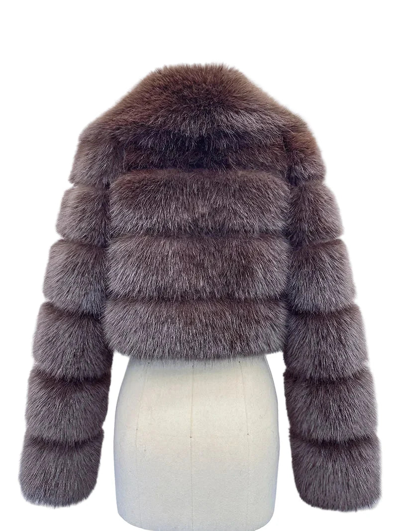 Women Fluffy Cropped Fur Coat | Winter Street Style Fur Jacket