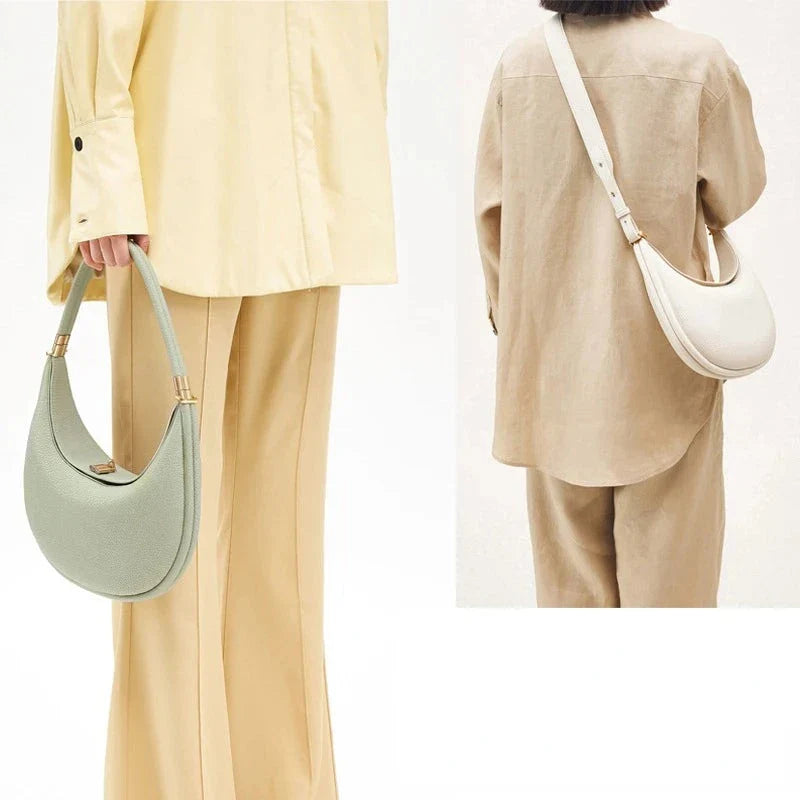 Women Half Moon Shoulder Bag | Luxury Leather Bag | Underarm Handbag | Crossbody Bag