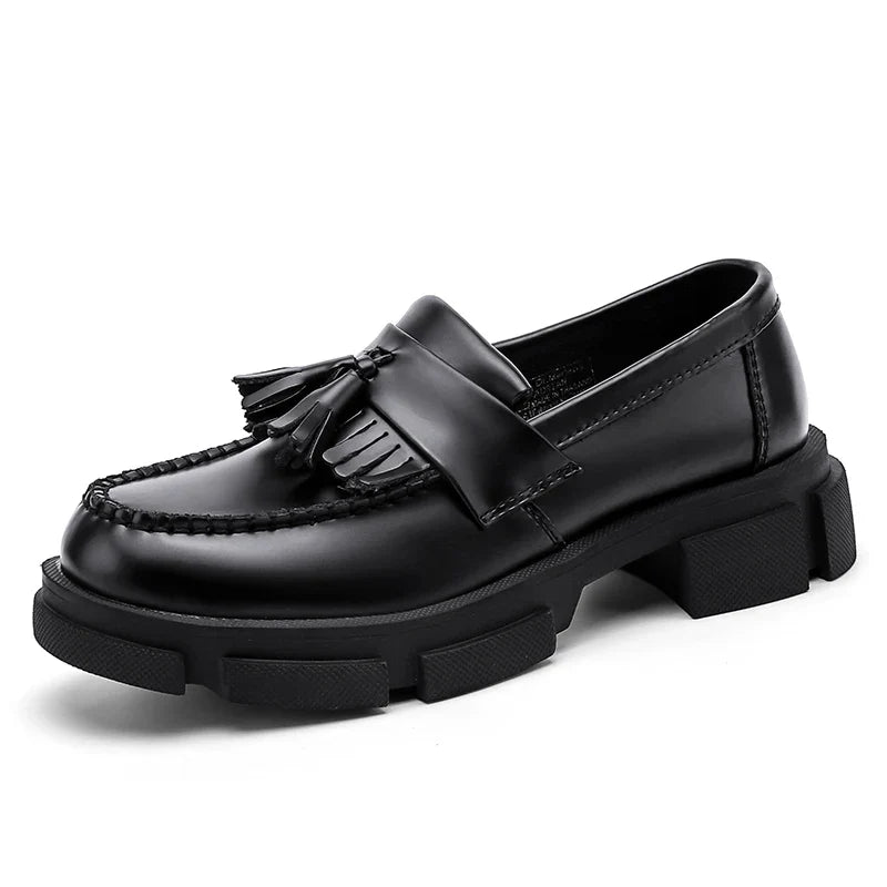 Men Leather Tassel Shoes | Black Loafers | Dress Shoes | Moccasin black