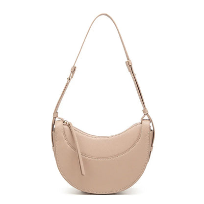 Women French Crescent Saddle Armpit Bag | Luxury Texture | Half Moon Crossbody Bag | Shoulder Bag off White