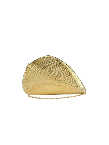 Women Retro Metal Large Shell Bag | Party Bag | Shoulder Bag | Crossbody Evening Bag | Clutch Gold