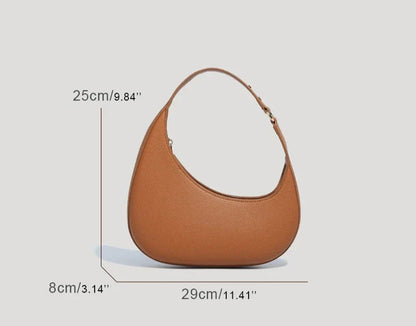 Women Vintage Half Moon Bag | Lychee Texture Rivet Underarm Bag