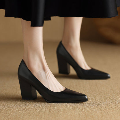 Venetia | Women's Block Heel Pumps Pointed Toe Slip On Work Heels