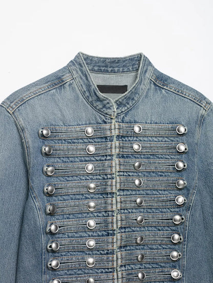 Women Napoleon Coat | Full Sleeves | Spring Jacket | Military Blazer | Denim Jacket