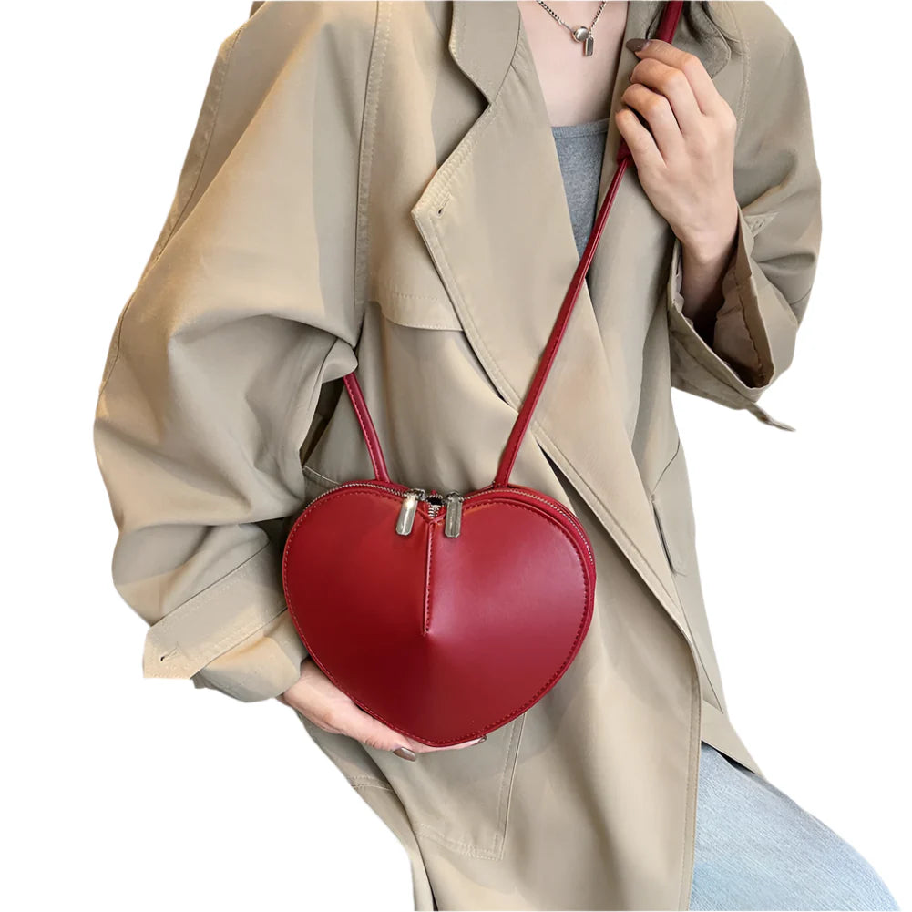 Women Heart Shaped Crossbody Bag | Sling Purse Wine Red