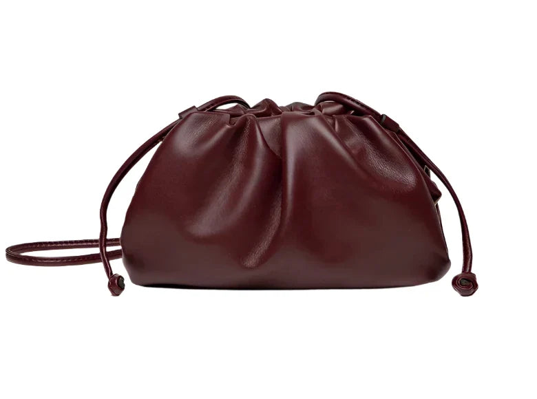Women Leather Pouch | Shoulder Bag | Crossbody Bag large purplish red