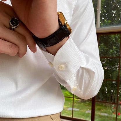 Men Summer Wrinkle Resistant Shirt | Cuban Collar Shirt | Business Shirt | Tuxedo Shirt