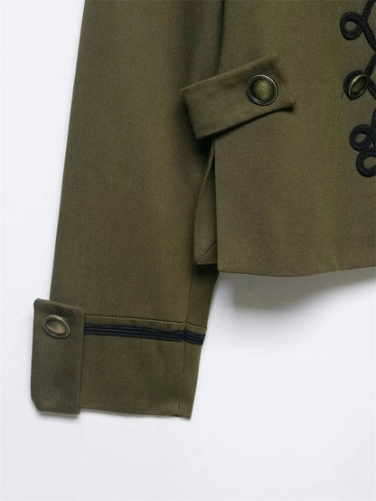 Women Rope Knot Button Jacket | Long Sleeves | Napoleon Jacket