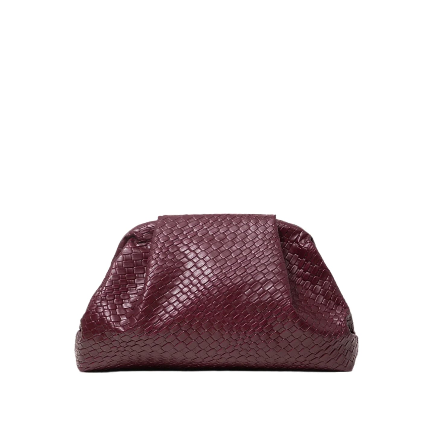 Women Vintage Leather Woven Pattern Clutch Bag | Large Capacity Purse burgundy