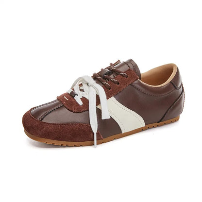 Women German Training Shoes | Leather Flat Sneakers | Forrest Gump Shoes brown