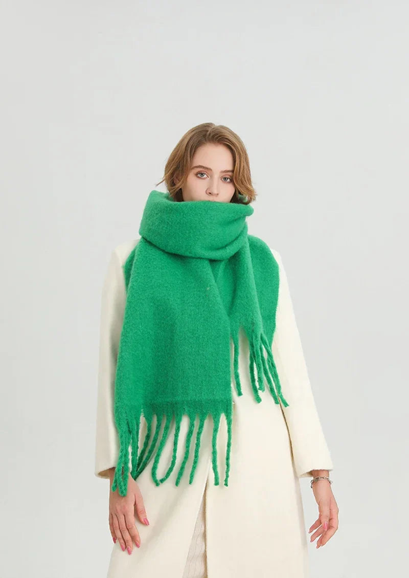 Women Warm Winter Cashmere Scarf | Thick Soft Tassel Shawl | Long Poncho | Echarpe | Pashmina