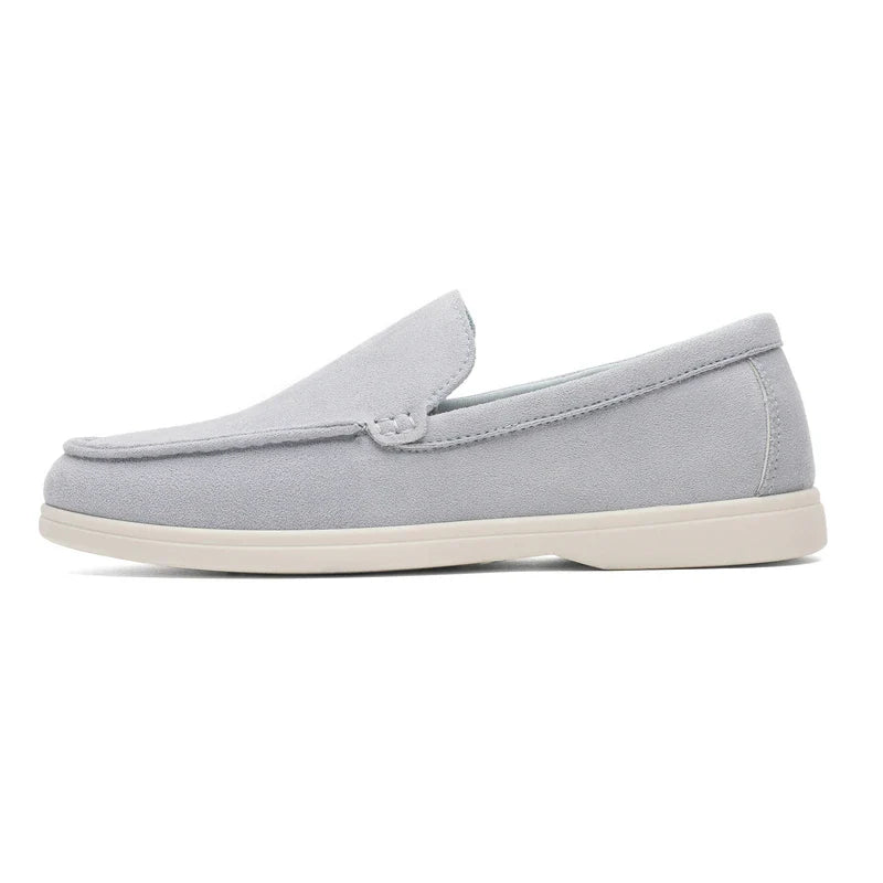 Men Summer Casual Shoes | Suede Leather Loafers | Moccasins | Driving Shoes | British Style Slip-on Shoes Blue