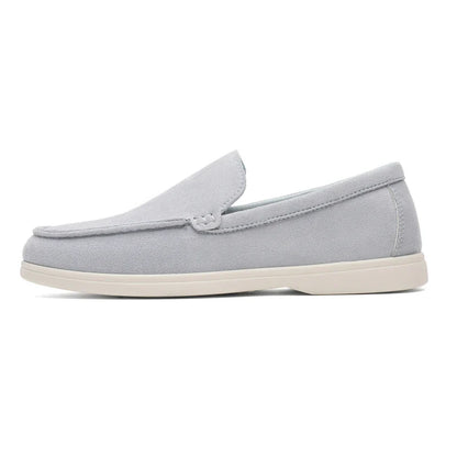 Men Summer Casual Shoes | Suede Leather Loafers | Moccasins | Driving Shoes | British Style Slip-on Shoes Blue