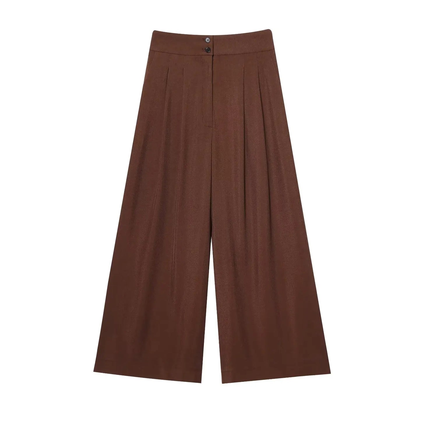 Women Sleeveless V-Neck Top With Belt Straight Pants Set | Top Trouser Suit | 2 Piece Set Brown Pant