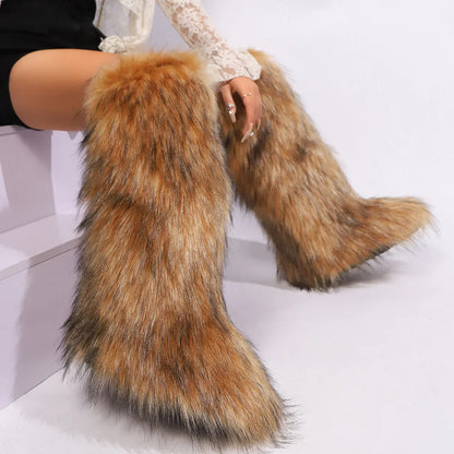 Women Over-The-Knee Boots | High Boots | Winter | Fur Snow Boots | Warm Boots | Non-Slip Brown 2