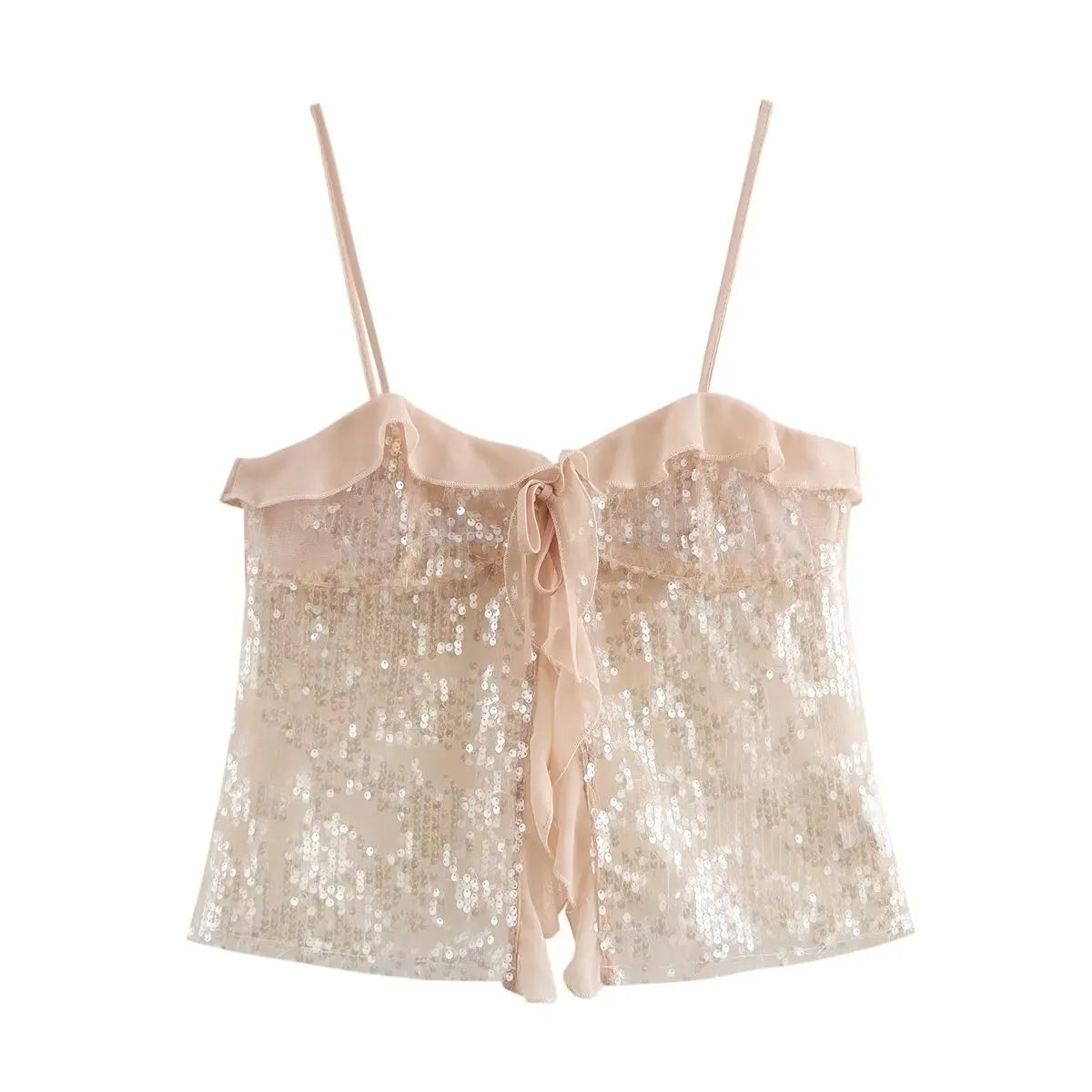 Women Sequinned Top | Backless Top | Cami Top | Camisole Top champagne