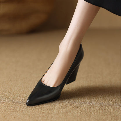 Venetia | Women's Block Heel Pumps Pointed Toe Slip On Work Heels
