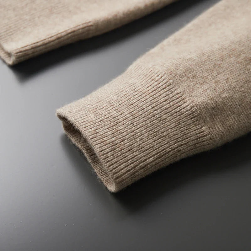 Men Cashmere Collared Cardigan | Knitted Loose Outerwear | Pure Wool Casual Coat