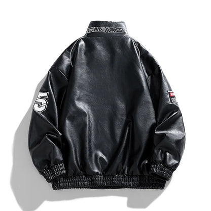 Men Leather Bomber Jacket | Casual Streetwear Leather Jacket