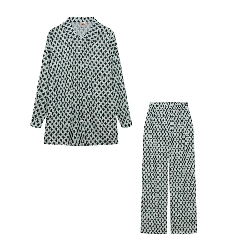 Women Zebra Print 2 Piece Set | Long Sleeve Drop Shoulder Shirt with Wide Leg Pants Canberra