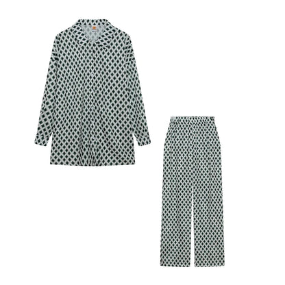 Women Zebra Print 2 Piece Set | Long Sleeve Drop Shoulder Shirt with Wide Leg Pants Canberra