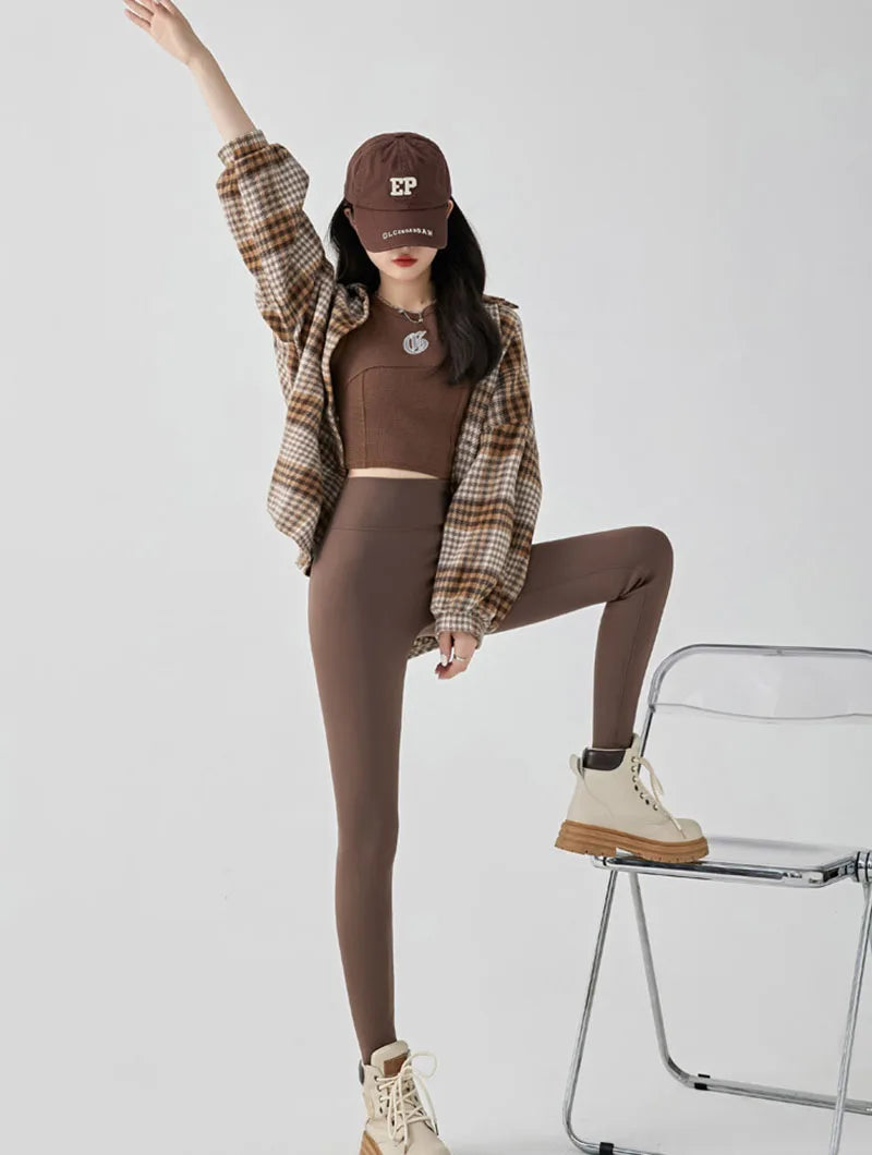 Women Thick Fleece Leggings | Winter | Elastic Tight | Warm Shark Pants | High Waist | Slimming Yoga Leggings