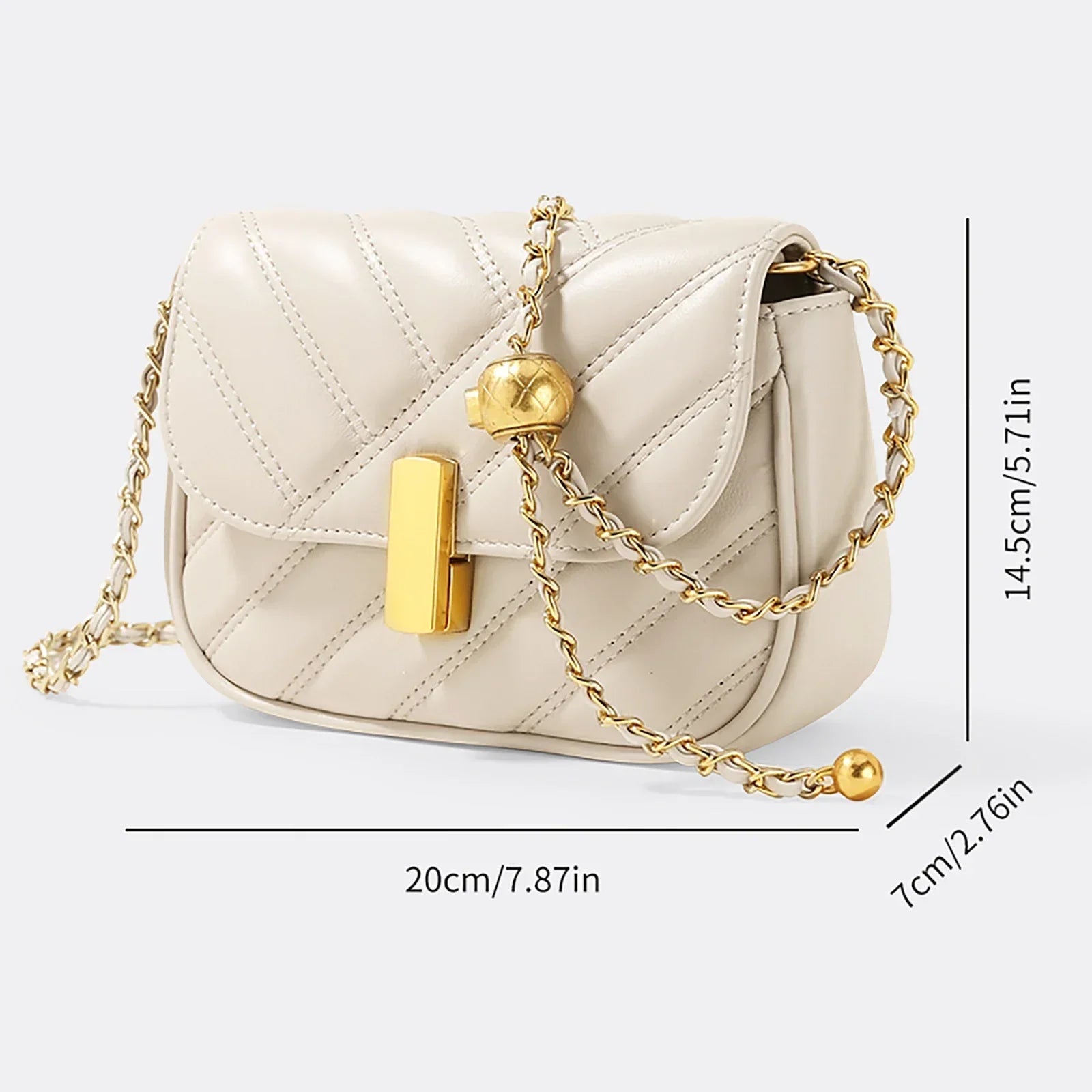 Women Handbag With Chain Strap | Crossbody Quilted Leather Bag