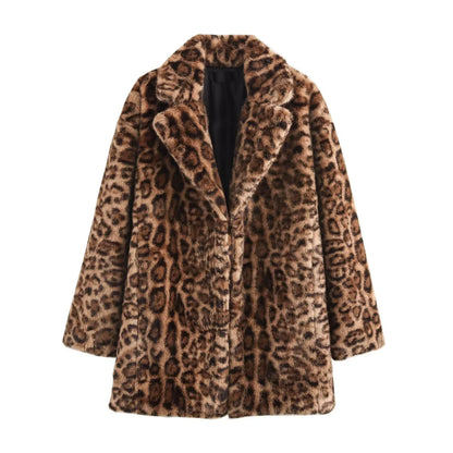 Women Leopard Print Coat | Long Sleeved Jacket | Animal Print Coat leopard