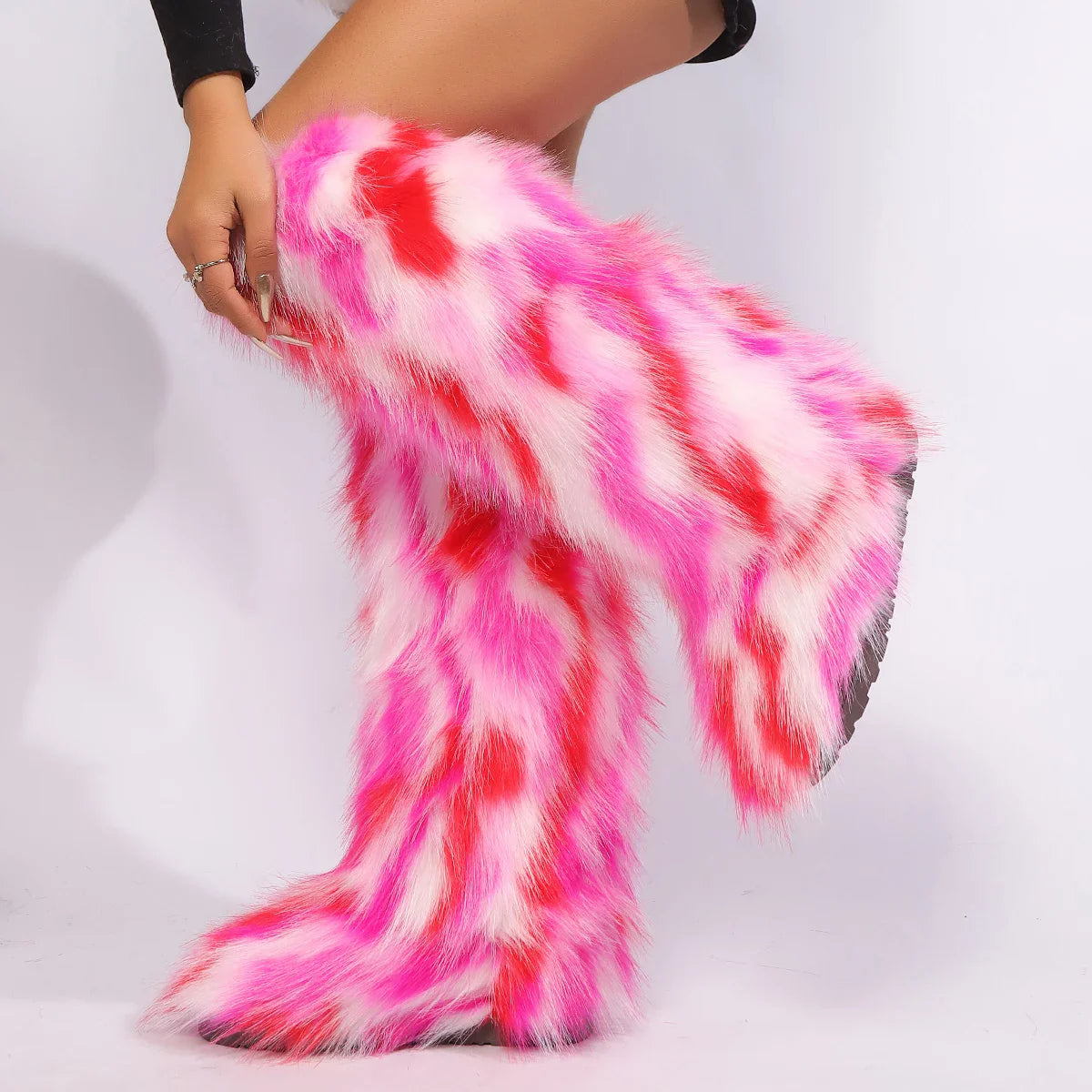 Women Over-The-Knee Boots | High Boots | Winter | Fur Snow Boots | Warm Boots | Non-Slip Pink & White