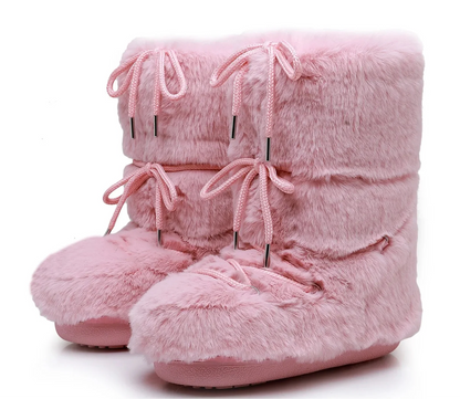 Women Winter Lace-up Ankle Boots | Snow Boots | Classic Platform Boots | Waterproof | Non-slip | Ski Boots pink 2