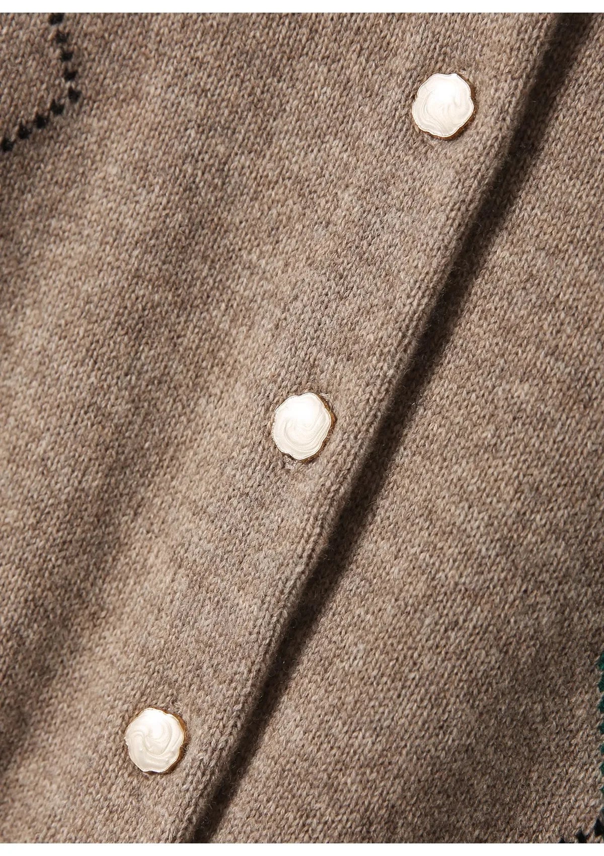 Women Argyle Cashmere Knitted Cardigan | Diamond Check Sweater | Wool