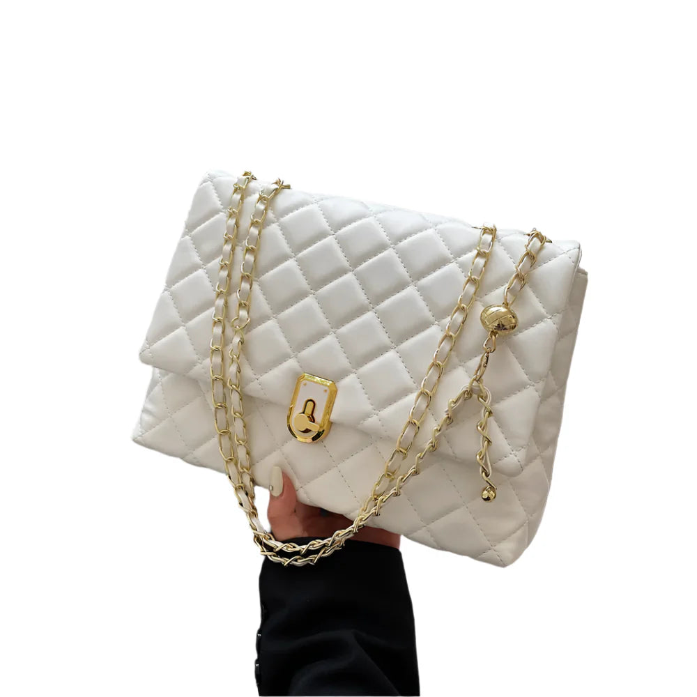 Women Quilted Leather Bag | Classic Flap Crossbody Bag White