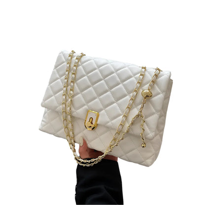 Women Quilted Leather Bag | Classic Flap Crossbody Bag White