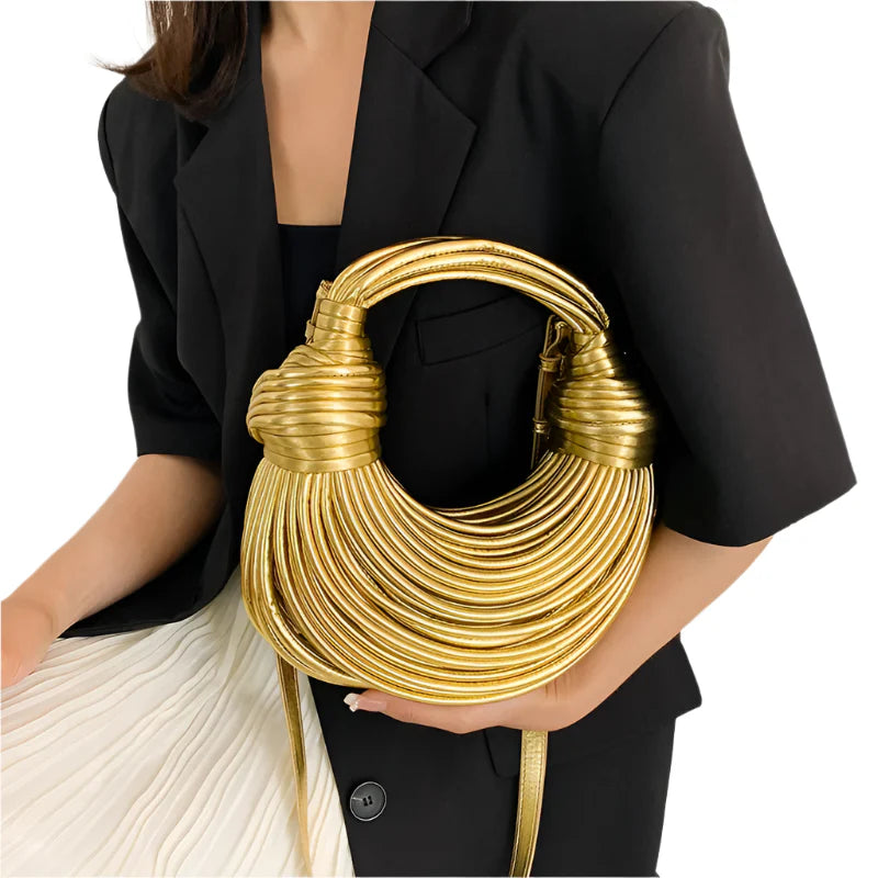 Women Luxury Designer Handwoven Noodle Bag | Rope Knotted | Hobo Evening Clutch