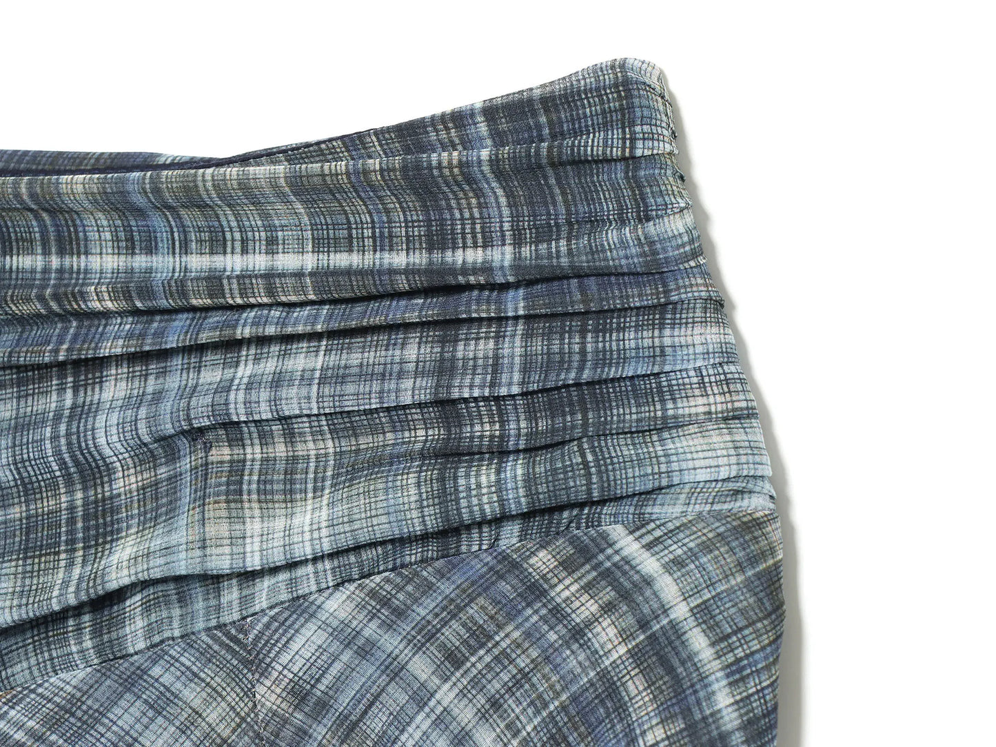 Women Blue Plaid Pleated Skirt | Asymmetrical Hem | High Waist | Long Skirt | Y2k