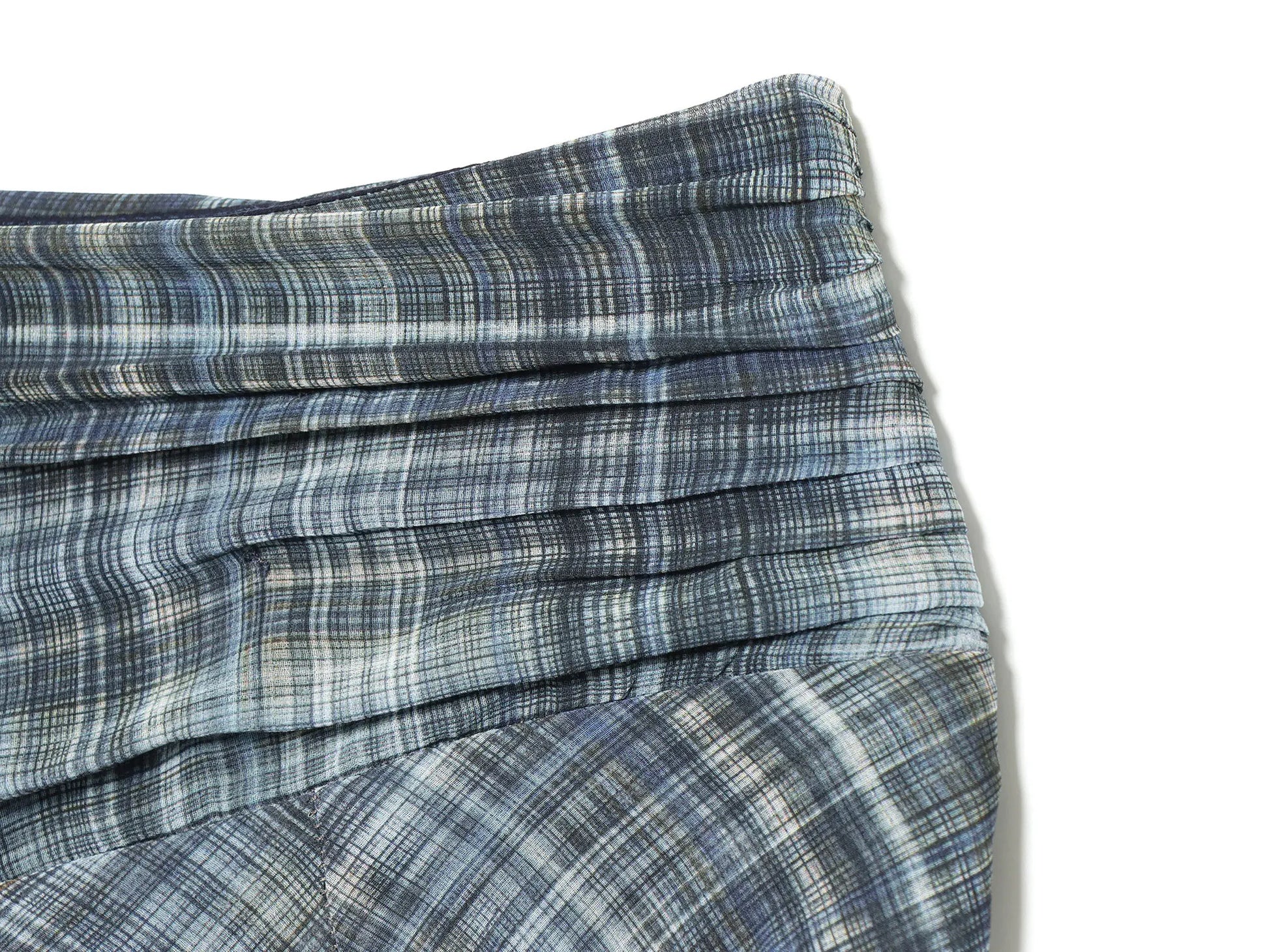 Women Blue Plaid Pleated Skirt | Asymmetrical Hem | High Waist | Long Skirt | Y2k
