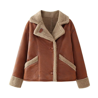 Women Brown Fur Jacket | Shearling Jacket brown