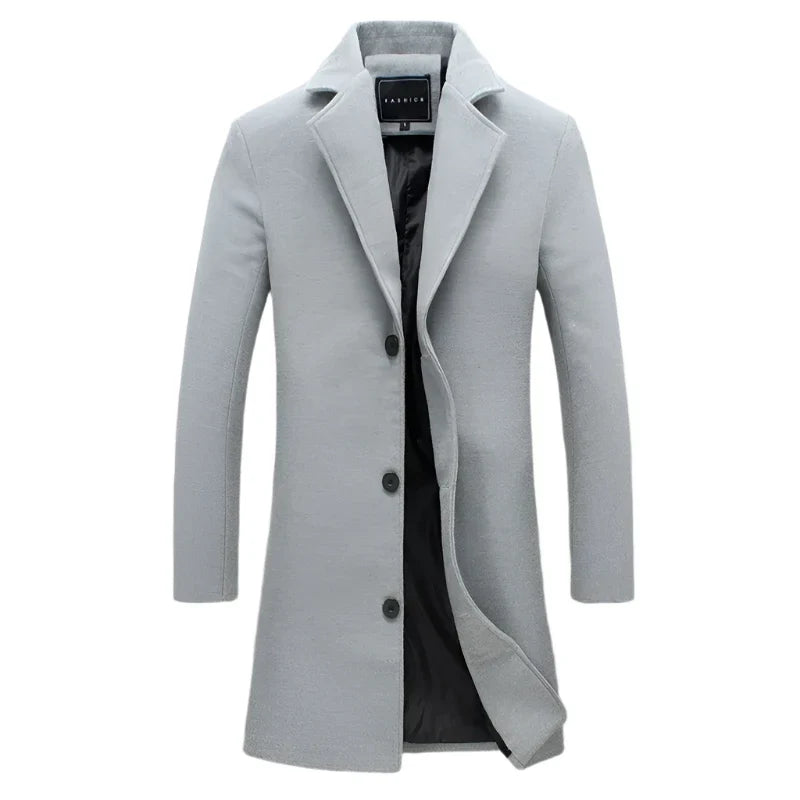 Men Winter Wool Blend Coat | Casual Business Jacket Light gray