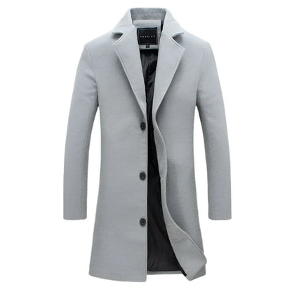 Men Winter Wool Blend Coat | Casual Business Jacket Light gray