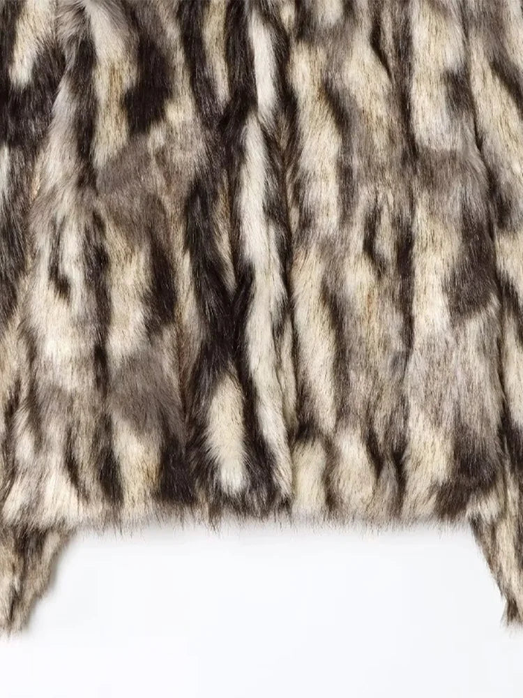 Women Vintage Loose Fur Coat | Stand Collar | Long Sleeve | Winter Furry Warm Coat
