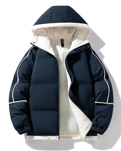 Unisex Thick Hooded Puffer Jacket | Windbreaker Jacket | Warm Parka Winter Jacket Dark Blue