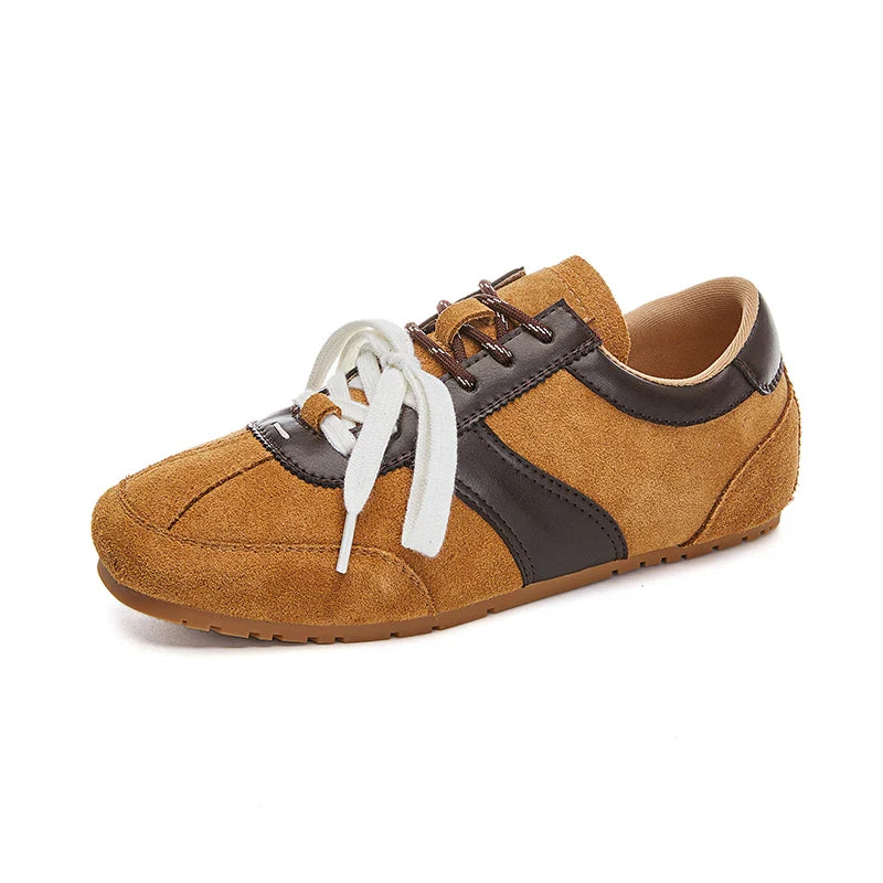Women German Training Shoes | Leather Flat Sneakers | Forrest Gump Shoes yellow